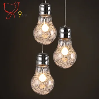 Модерен прост творчески окачен лампа 3 размера, стъклена лампа под формата на електрически крушки, висящи лампи за кухни и ресторанти