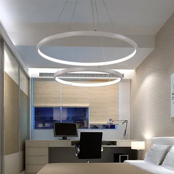 Модерни led плафониери за трапезария, хол, окачена лампа луксозен Блясък Hours бял цвят с дистанционно управление