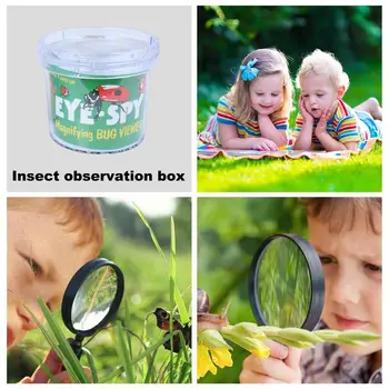 Пластмасова кутия за наблюдение на насекоми с лупа, контейнер за защита от бягство, Къщичка за живеене богомолка, мравки-паяк, калъф за хранене 4