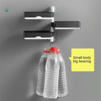 Въртящи творчески водосточни трислоен държач за сапун, монтиран на стената неперфорированный Кутия за сапун в банята, Водосточни рафтове за съхранение на сапун, държач за сапун 2