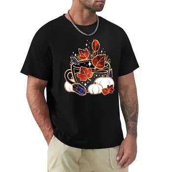 Тениска с позлатен есента на чаша чай, ново издание забавни мъжки тениски високата blacks
