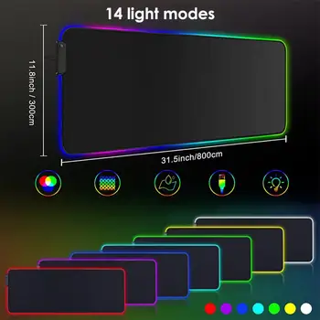Нов RGB-подложка за клавиатура, подложка за мишка, ГОЛЕМИ светещи LED лаптоп, Аксесоари за мини-игри, Геймерская клавиатура, подложка за килима, Игрална подложка за мишка