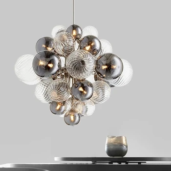 Полилей с мехурчета в стъклен балон, Метални подвесная полилей за всекидневна декор за помещения, led осветителни тела, Nordic G9, Тавана лампа, осветление