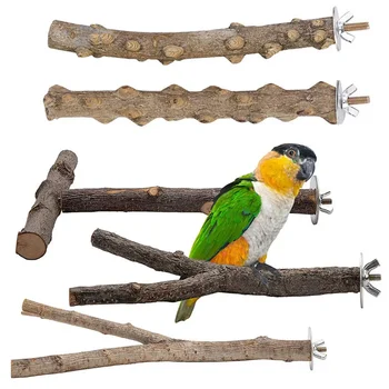5шт Поставка за грижа за птици от дърво, жердь, папагал играчка за заточване на ноктите за малки и средни птици, лесна за инсталиране птичья клетка
