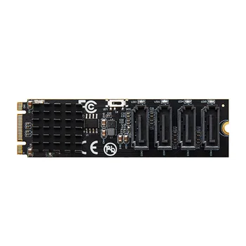 RAID-карта на M. 2 -4 пОрта SATA3.0 6 gbps SSD Адаптер за твърд диск в RAID-Контролер M + B Ключ 2280 мм Размер PCIe2.0 Чип Marvell 9236 за UEFI BIOS 4