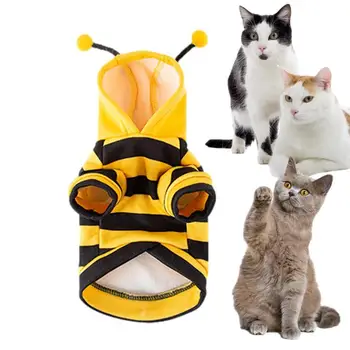 Костюми за пчелните кучета, качулки за кучета, подходящи за пчелите, мека котка, празничен cosplay, топли дрехи, забавни костюми, облекла за малки до средни кучета