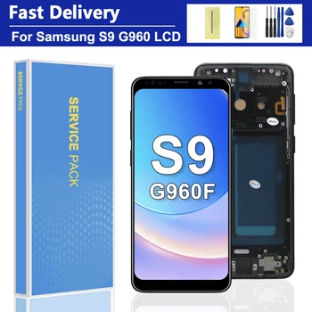 Тестван LCD дисплей S9 с рамка за SAMSUNG S9 G960 SM-G960FD Подмяна на сензорния екран на таблета в събирането на