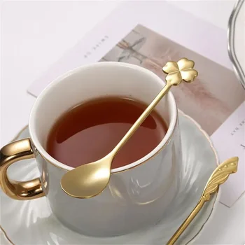 Креативен кафе лъжичка с форма на рози супени лъжици от неръждаема стомана, чаени лъжици, чаена лъжичка Mini