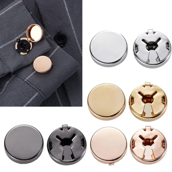 1 Чифт медни кръгли покривала за копчета на белезници, копчета за ръкавели за сватбени услуги, официални ризи, мъжки калъфи за копчета, имитация на копчета за ръкавели
