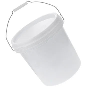 2/1бр Бял пластмасов ведерко за вода от пластмаса с капак Домашен малко пластмасово ведерко с капак Джобно # j