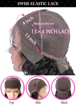 Дълги Вълнообразни Прозрачни перуки, изработени от човешка коса на дантели 13x4, предварително выщипанные Бразилски косата 180% плътност с Детски косми Около за жени 5