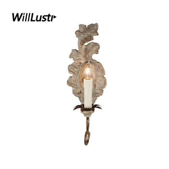 Класическа Френска Свещ, с монтиран на стената лампа Ретро Дърво, Желязо, Смола Стенни Хотелски Коридор Преминаване на Дневна Нощно Шкафче Творчески Лампа в стил ар-деко