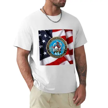 Агенция за сигурност на армията на САЩ -емблемата на АСК върху тениска с образа на американския флаг, реколта дрехи, черни спортни ризи, мъжки