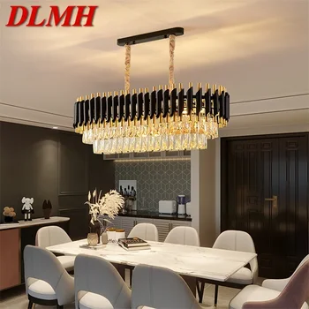 DLMH Луксозен Полилей Кристален Окачен на Правоъгълна Лампа Postmodern Home LED Лампа за Дневна Трапезария