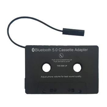 Авто аудиокассетный адаптер 5.0, съвместим с Bluetooth, с микрофон, 6 часа слушане на музика, 168 часа чакане, Автомобилни аудио касети