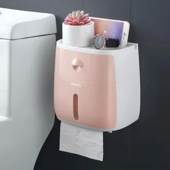 Висококачествен държач за тоалетна хартия, Водоустойчива кутия за съхранение на салфетки, Монтиране на стена, Органайзер за тоалетни ролки, Комплект аксесоари за баня