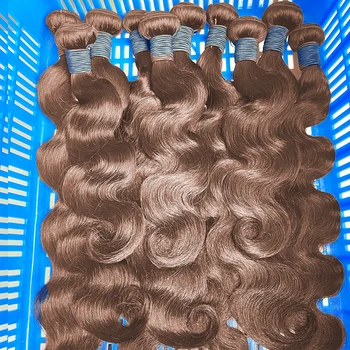 8-32-Инчови Цветни # 4 Шоколадово-кафяви Греди насипни вълна, естествена коса, Тъмно-кафяви Свободни Снопове за тялото, продажбите на Едро на Човешки косъм