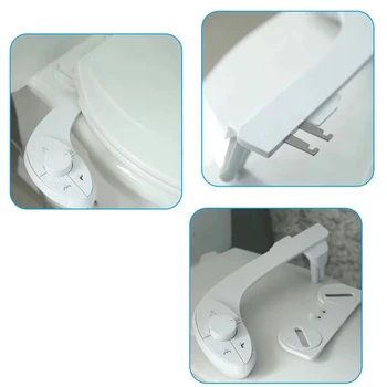 Наставка-спрей за биде за тоалетна, неэлектрическая, самоочищающаяся, двойни изтеглящи дюзи, регулируемо налягане на водата 2