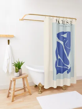 Matisse Blue woman, деколтета, scandivian Art Завеса за душ Декор за баня от водоустойчив плат с Душ кабина Водоустойчива душ завеса за душ 2