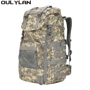 Oulylan Upgrade Спорт на открито, тактическа раница, 50-литров чанта с голям капацитет, Камуфляжная Водоустойчива чанта за скално катерене, алпинизъм, пешеходен туризъм 0