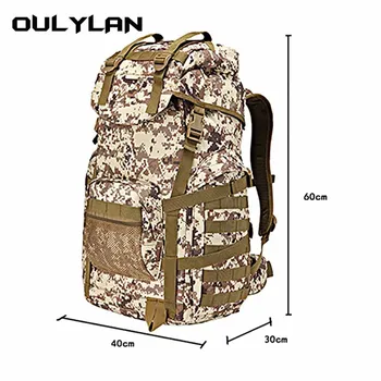 Oulylan Upgrade Спорт на открито, тактическа раница, 50-литров чанта с голям капацитет, Камуфляжная Водоустойчива чанта за скално катерене, алпинизъм, пешеходен туризъм 3