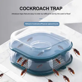 Капан за хлебарки, Прозрачен капак, Широк вход, Пореста дизайн, Кръгова стръв на 360 градуса, кутия за улов на хлебарки, Кухненски принадлежности