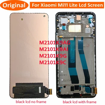 Оригинален 6,55 AMOLED, За Xiaomi 11 lite Mi11 Lite M2101K9AG LCD Сензорен дисплей и Цифров Преобразувател В Събирането Сензор Pantalla + Рамка