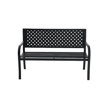 Градинска Здрава стоманена Пейка - Черен комплект градинска мебел комплект мебели за двор градински мебели мебели