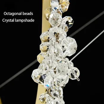 Луксозно кристалното златен пръстен, led полилей, хол, Трапезария, Спалня, Дизайнерски околовръстен полилей, украса за дома, кристален лампа 4