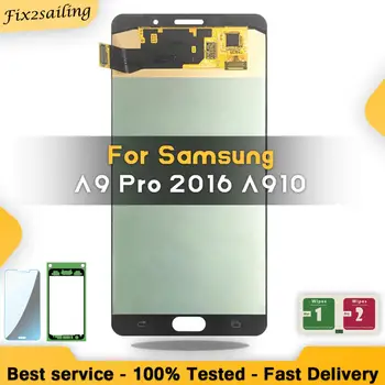 Super AMOLED На Samsung Galaxy A9 Pro 2016 A910 A9100 A910F SM-A9100 Подмяна на Дигитайзер Докосване на екрана на LCD-дисплея при събирането на