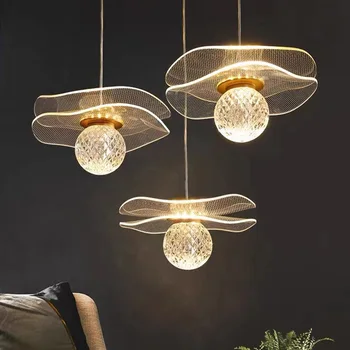 Модерен прост окачен лампа във формата на листа на лотос можете да настроите по поръчка Окачен светлина от led кристал на прикроватной нощното шкафче имате стълбите в ресторант-бар