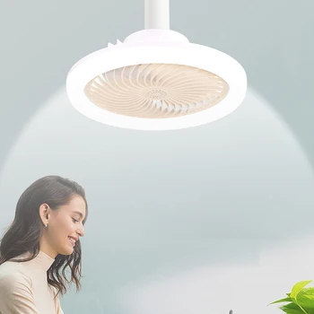 Интелигентен Вентилатор с дистанционно управление LED large wind фен light E27 винт с регулируема яркост на осветлението за ароматерапия в спалнята фен light 4