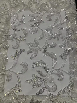 Черно-бяло, модерно сватбена рокля за церемонията серия 2023, бродерия луксозен тежки мъниста и пайети, плат от високо качество.
