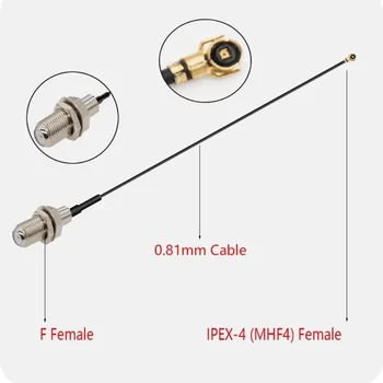 Конектор F за да се свържете към конектора IPEX4/MHF4 с гъвкави проводници с дължина 20 см., за модул M. 2 EM12-G EM160R-GL EM06 RM500Q RM502Q 0