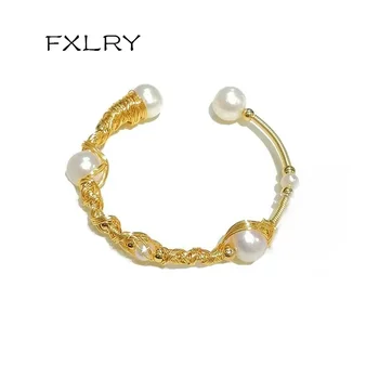 FXLRY Оригинални естествени перли в стил барок, гривни-маншети ръчно изработени дамски бижута
