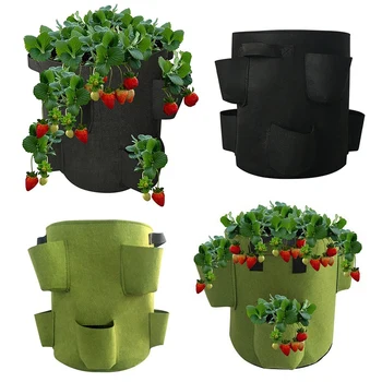 2 елемента 5/10 литра Торба, за да няма ягодово растения Филцови тъкани Саксии за отглеждане на Подвесная Градински чанта за отглеждане на DIY Сеялка Чанта за отглеждане на Вертикална Градина гърне