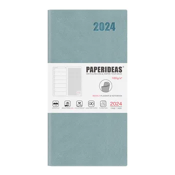 PAPERIDEAS Бележник от мека кожа, 48k с номерирани страници, записная награда за ръце, Седмичен план за 2024 година, Книгата на отчетите, Офис аксесоари 5