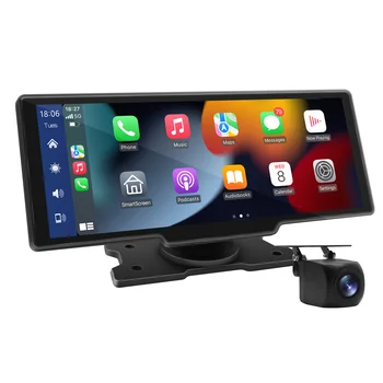 CARABC 2022 Безжичен Carplay и Android Auto, преносим Carplay с 10-инчов HD сензорен екран, безжичен авто аудиоприемник, GPS-навигация