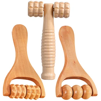 Дървена масажна ролка, комплект за докосване масаж, ролкови многофункционален масажор за крака