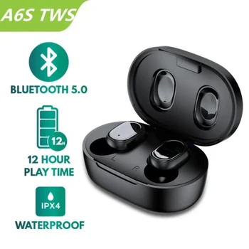 Слушалки A6S TWS Безжични Слушалки, Слухов апарат Bluetooth 5.0 Стерео Спортна Безжична Bluetooth слушалка за Xiaomi Huawei iPhone