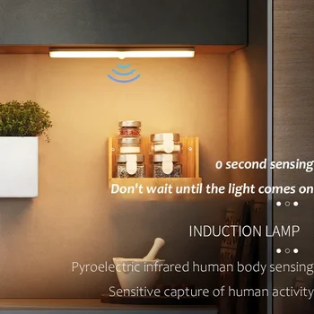 Лампа с датчик за движение, led безжичен нощна светлина, която се презарежда чрез USB на 25000 Ч, Декор за кухненски шкаф, спалня, вътрешно осветление. 2