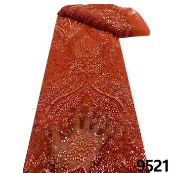 Африканска бродирани мъниста окото плат от тюл Нигерийская лейси плат 2024 Висококачествено бельо вечерна рокля Gold Flash Покупка на 5 години