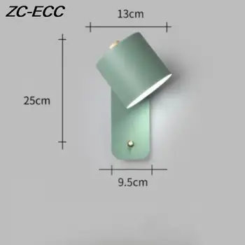 ZC-ECC Nordic Нощни монтиран на стената лампа, Лампа Може да се върти С помощта на ключа за Лампа За четене Модерна спалня Macaron E27 Стенни осветителни Тела 2