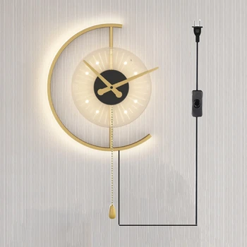 Скандинавските модерни часовници Стенен лампа Фон хол Нощно шкафче за спалня Осветление на пътеката в коридора Декорация трапезария Аплици