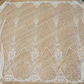 Нова лятна лейси плат в европейско-американската лента с пайети ширина 130 см, сватбена вечерна рокля, воал, материали за самостоятелно приготвяне