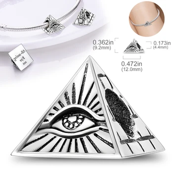 Шарм Висулка от сребро 925 проба Топчета, Подходящи за оригинален брендовому браслету колие Уроки Фамар Ръчно пирамидата на Фараон, за жени, подарък