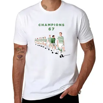 Нова тениска Lisbon Lions - Champions 67 (зелен текст), тениска оверсайз, корейски модерен мъжки високи тениски