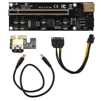 VER009S Plus PCIE Странично Card Ver 009S Sata от 15 Pin до 6 Pin Express 1X 4X, 8X 16X Adapter-удължителен кабел за майнинга Миньор