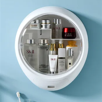 Стенен Тоалетка С Огледало За Баня, Водоустойчива Кутия За Съхранение На Мивка Без Перфорация За Рафтове На Шкафа За Баня Тоалетка E12170