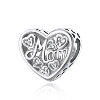 Подходящ Оригинална Гривна-Пазител Пан От Сребро 925 Проба Love You Mom Сърце Bead За Производство на Жените за Деня На Майката Birthday Berloque направи си САМ